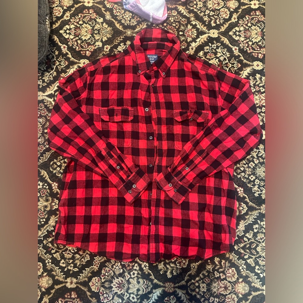 A plaid button up long sleeve shirt